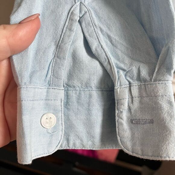 Vintage Karen Scott Santa Train Embroidered Chambray Button Down Shirt sz XL - Picture 3 of 7